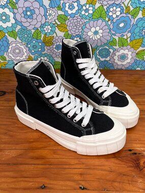 Good News Women's Black Canvas Hi-Top Sneakers Size: EU 38 (US Size 7)
